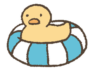 浮き輪に乗ったアヒル © きなななこ