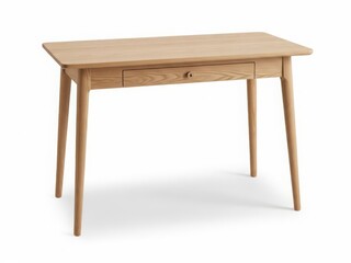 Fototapeta premium Light wooden table with two drawers and four legs