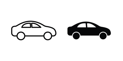 Fototapeta premium Car side view icon design project. Editable clipart and line icons