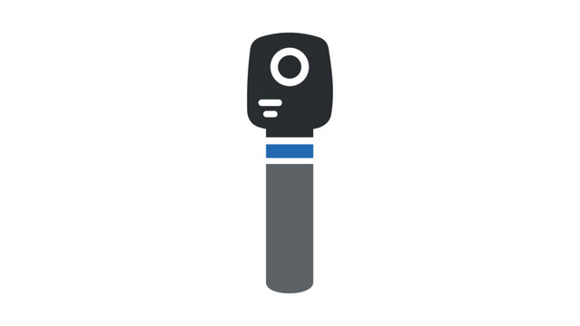 Ophthalmoscope vector icon illustration, a modern flat design of a handheld medical device for eye examination, retinal checkups, and vision health, isolated on white background for healthcare.