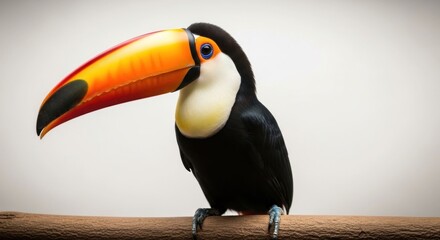 Fototapeta premium Striking Toucan Perched on Branch A Vibrant Wildlife Portrait.