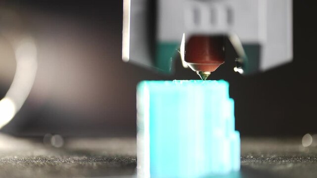 3D printing technology during prototype creation on a printer. High quality 4k footage