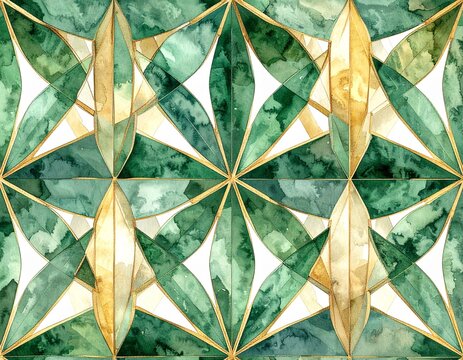 Watercolor illustration of traditional Japanese kagome basket weave pattern