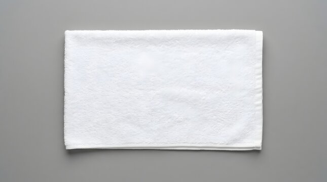 White Soft Towel Folded on Grey Surface