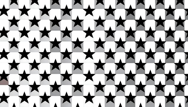 Black stars repeat across a bright grid pattern, creating a symmetrical design. Light and shadow interplay