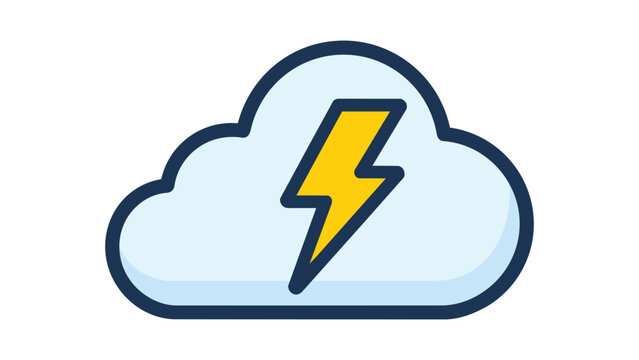 Serverless Function Vector Icon: A Modern Flat Illustration of a Lightning Bolt Inside a Cloud on a White Background, Representing Cloud Computing, Speed, and Scalable Technology Solutions.