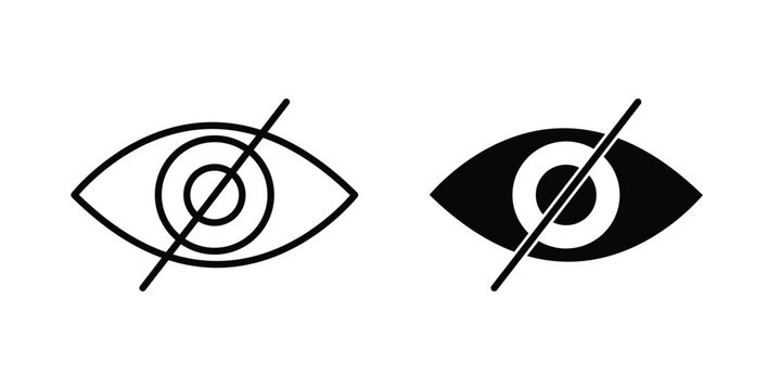 Eye crossed icon design project. Editable clipart and line icons