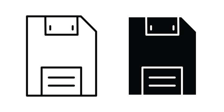 Floppy disk icon design project. Editable clipart and line icons