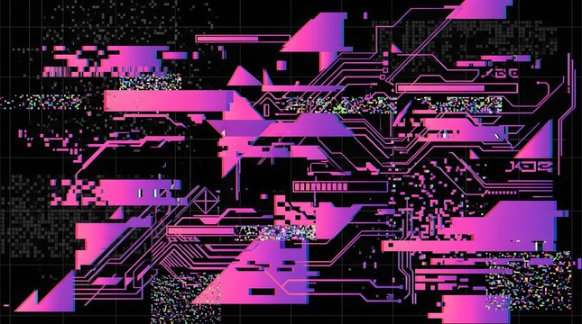 Vibrant Neon Circuit Board Abstract