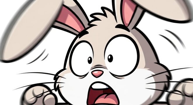 Startled Bunnys Wide-Eyed Expression of Surprise.