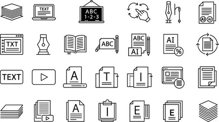 Text editing typography document tools line icons vector set writing formatting outline symbols collection © Munna graphics