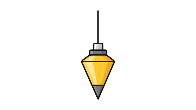 Modern Flat Vector Icon of a Plumb Bob Weight Hanging from a String, Professional Construction and Carpentry Tool Illustration with Editable Stroke for Vertical Alignment and Precision Measurement.