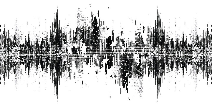 Abstract black and white audio sound wave pattern for music design