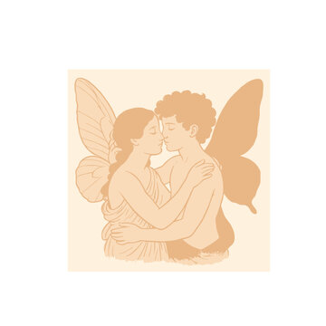 Psyche and Cupid Romantic Scene