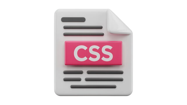 3d icon of a css file document, representing web development, cascading style sheets, programming, coding, and software design, isolated on transparent background