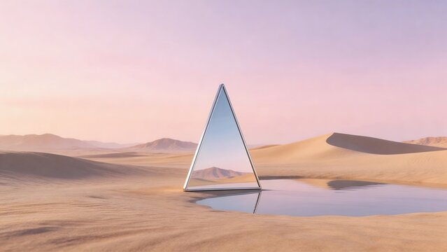 Desert landscape with reflective triangle