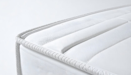 Fototapeta premium Close-up of a Clean White Mattress Edge with Quilted Pattern.