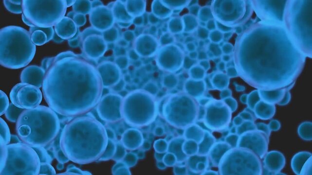 Abstract Blue Endless Flow of Spheres Cell Group Background Animation