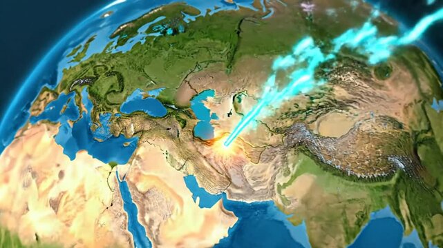Global lightning strikes highlight a location on Earth, geographic pinpointing of a spot for exploration.