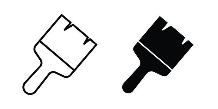 Paint brush icon design project. Editable clipart and line icons