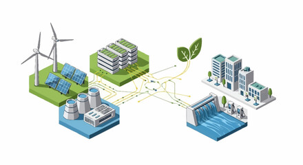Fototapeta premium Sustainable energy flow for eco friendly city.