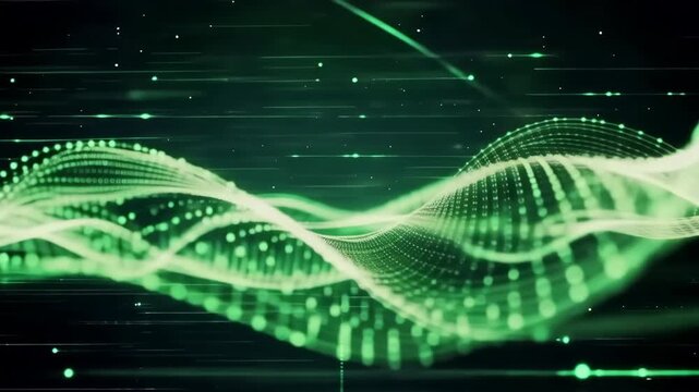 Green Digital Wave Energy Background with Abstract Design