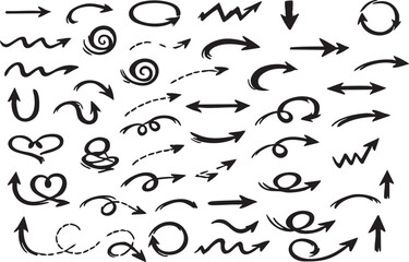 Naklejka premium Doodle Arrows Pack Sketch Style Icons Transparent Background