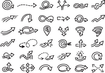 Obraz premium Creative Arrow Doodles Bundle Outline Sketch Transparent Background