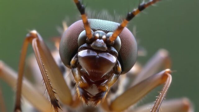 Extreme Macro Close Up of Insect Head with Compound Eyes, Cinematic 4K Footage