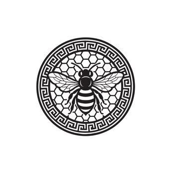 Greek Bee and Honeycomb Medallion
