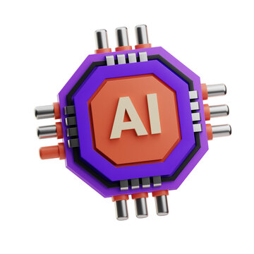 AI Chip Illustration with Solder Pins