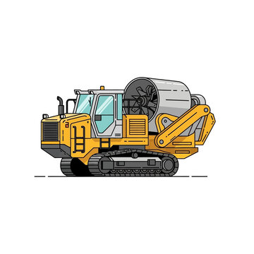 Industrial Tracked Pipe Layer Machine for Pipeline Construction Vector Illustration