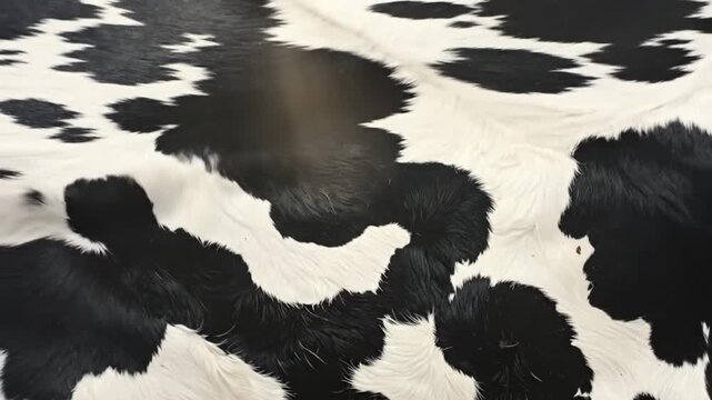 Close-up of a black and white animal hide with a unique pattern