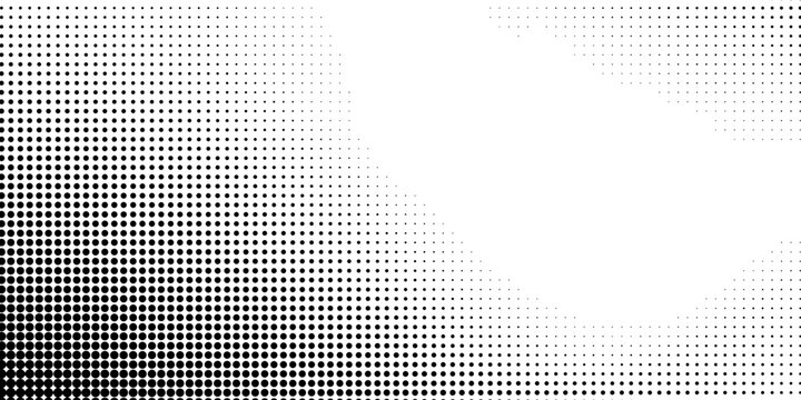 Basic halftone dots effect in black and white color. Halftone effect. Halftone dots. Black white halftone.Background with monochrome dotted