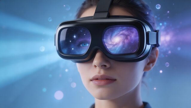 Woman wearing virtual reality headset