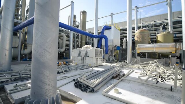 Chemical industrial plant for metal recovery and electroplating salt manufacturing systems with large storage tanks