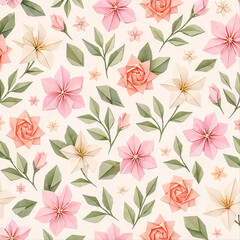 Obraz premium Decorative Origami Floral Pattern Elegant Paper Background