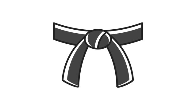 Martial Arts Black Belt Tied in a Knot, Modern Flat Vector Icon Illustration for Karate, Judo, Taekwondo, and Jiu-Jitsu, Isolated on White Background with Editable Stroke and Adjustable Line Weight
