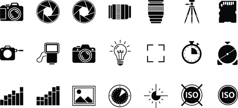 Camera icons represent various photography.