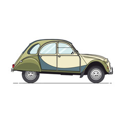 Obraz premium Classic Vintage Car Vector Illustration Isolated on White Background