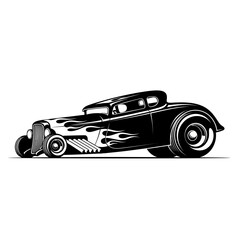 Fototapeta premium Vintage Hot Rod Car Silhouette with Flames, Custom Automotive Design