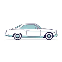 Naklejka premium Vintage White Coupe Car Illustration Side View