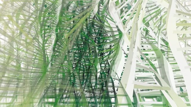 perfectly seamless loop of massive DNA spirals transcribing genetic data in a crisp white environment. Ideal for VJ loops, scientific documentaries, UI backgrounds, and medical presentations.