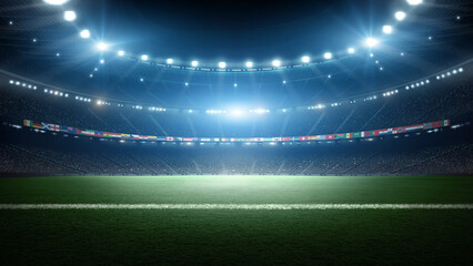 World Cup Soccer Stadium with National Flags