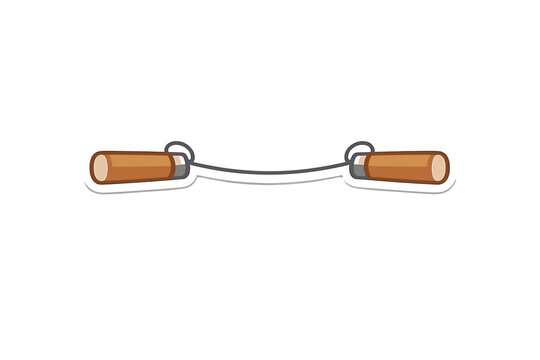 Pottery wire cutter tool sticker, simple flat vector illustration of ceramic clay cutting wire with wooden handles isolated on white background for pottery studio, craft, and hobby projects.