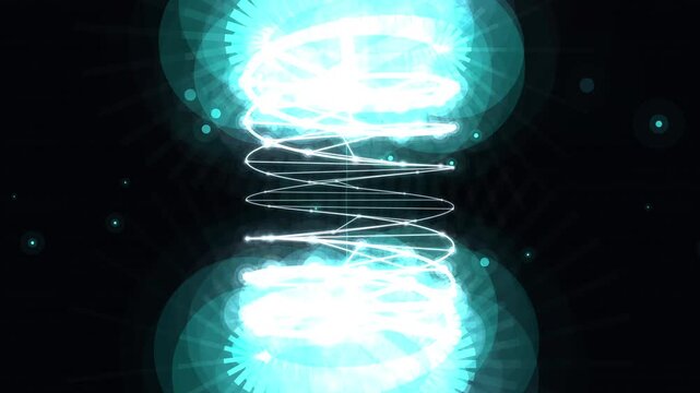 flawless looping state of a microscopic DNA double helix transcribing glowing genetic data at absolute zero. Ideal for VJ loops, scientific documentaries, UI backgrounds, and medical presentations.