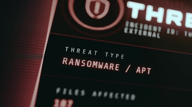Security incident report highlighting The Ransomware type of cyber threat