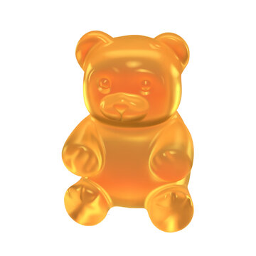 Orange translucent 3D gummy bear jelly candy