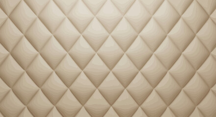 Fototapeta premium Textured beige quilted pattern surface with a soft ambient light, creating a sophisticated and plush aesthetic ideal for luxury interiors or upholstery