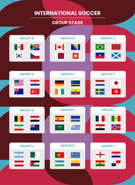 World Football 2026 Tournament Group Stage for Mobile Social Media. Vector Illustration